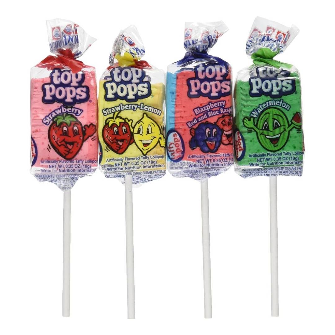 Top Pops - chewy taffy candy lollipops 10g