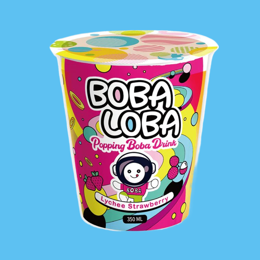 BobaLoba - lychee strawberry boba drink 350ml