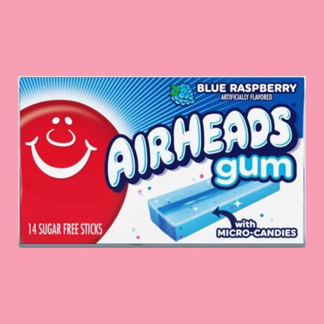 AIR HEADS - blue raspberry gum (14 sugar free sticks)