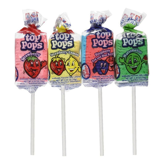 Top Pops - chewy taffy candy lollipops 10g